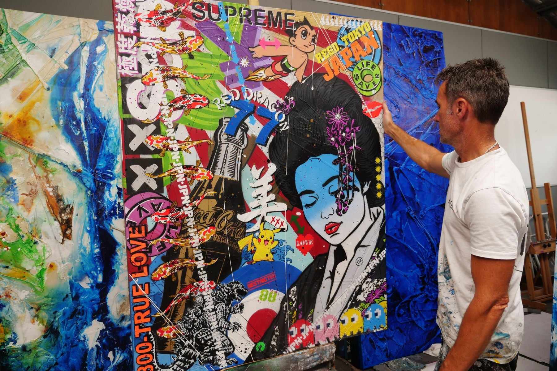 Modern Pop Geisha 120cm x 150cm Geisha Textured Urban Pop Art Painting (SOLD)-Urban Pop Art-Franko-[franko_artist]-[Art]-[interior_design]-Franklin Art Studio