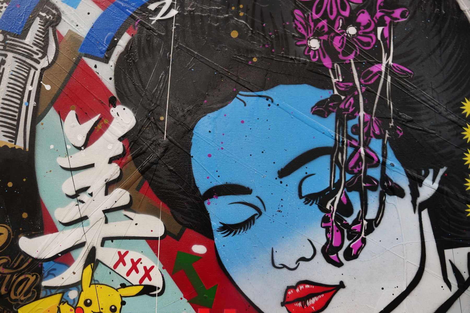 Modern Pop Geisha 120cm x 150cm Geisha Textured Urban Pop Art Painting (SOLD)
