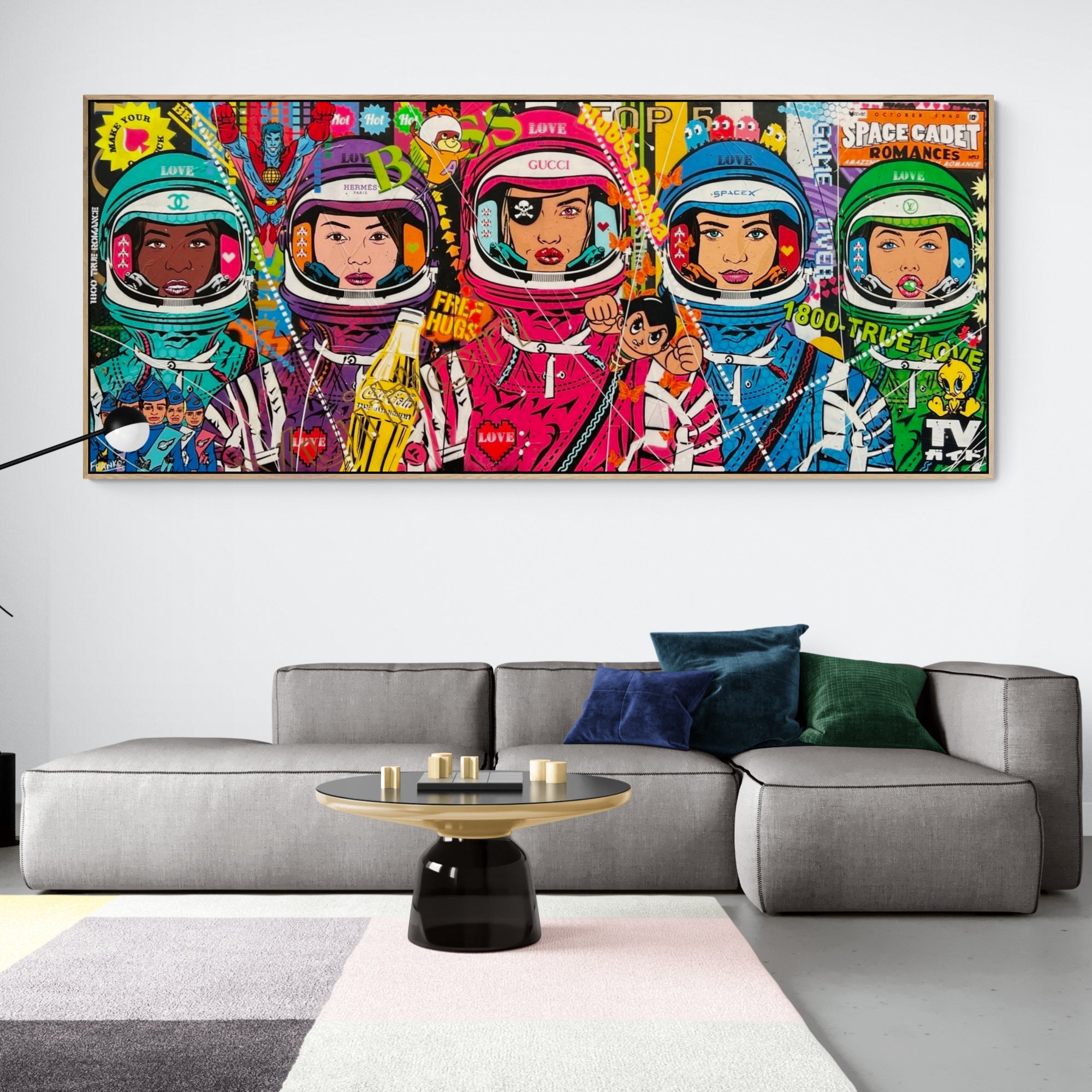 The Mission 240cm x 100cm Space Cadets Textured Urban Pop Art Painting (SOLD)-Urban Pop Art-[Franko Artist]-[Cheryl]-[Wendy]-[Gabriela]-Franklin Art Studio