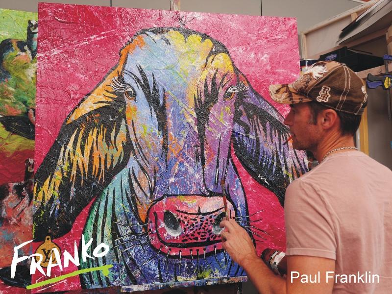 Molly 120cm x 120cm Droughtmaster Cow Painting (SOLD)-Animals-Franko-[franko_art]-[beautiful_Art]-[The_Block]-Franklin Art Studio