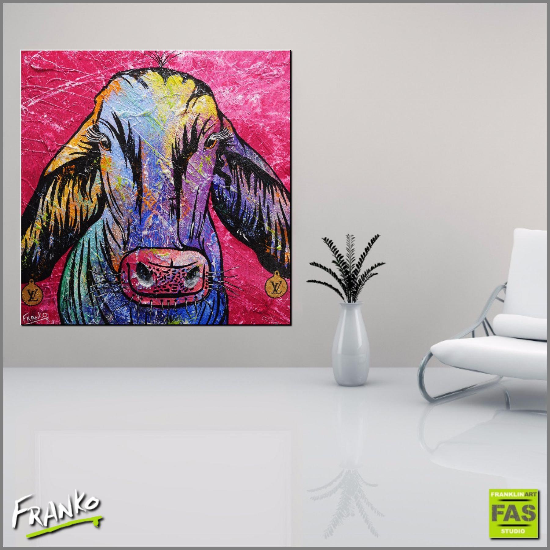 Molly 120cm x 120cm Droughtmaster Cow Painting (SOLD)-Animals-Franko-[Franko]-[huge_art]-[Australia]-Franklin Art Studio
