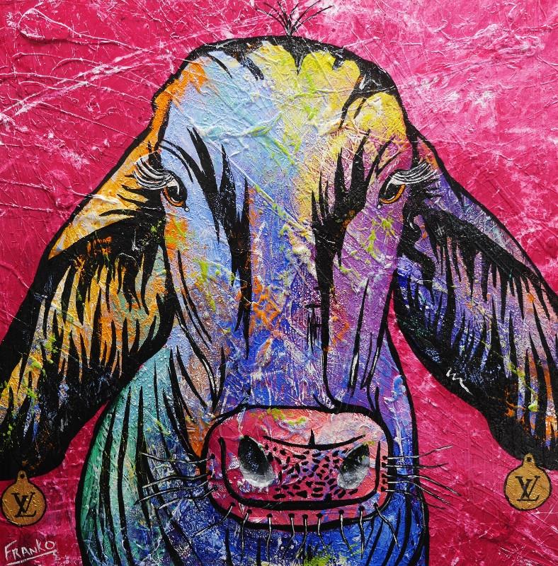 Molly 120cm x 120cm Droughtmaster Cow Painting (SOLD)-Animals-Franko-[Franko]-[Australia_Art]-[Art_Lovers_Australia]-Franklin Art Studio