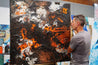 Molten 120cm x 120cm Orange Brown Silver Textured Abstract Painting-Abstract-Franko-[franko_artist]-[Art]-[interior_design]-Franklin Art Studio