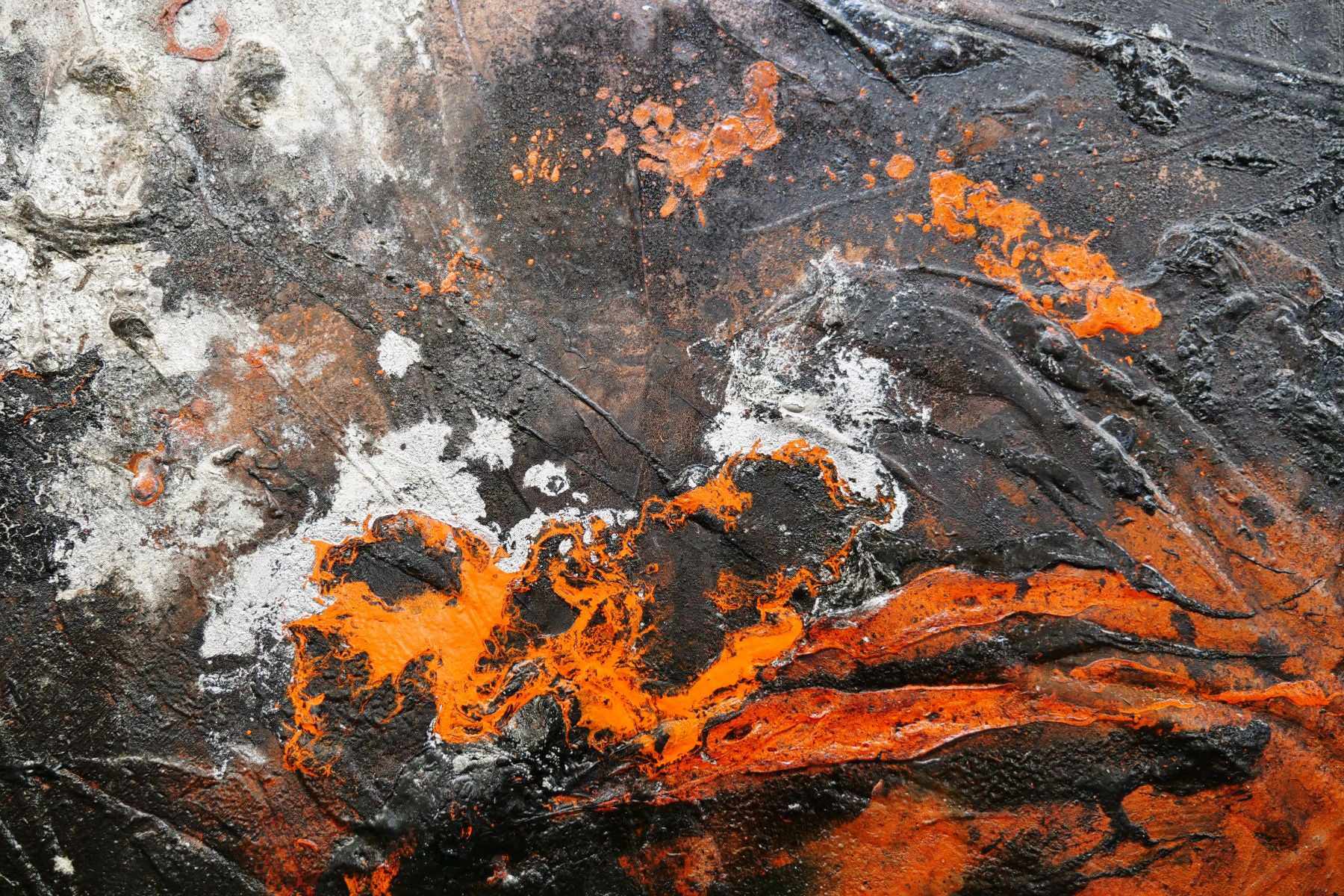 Molten 120cm x 120cm Orange Brown Silver Textured Abstract Painting (SOLD)