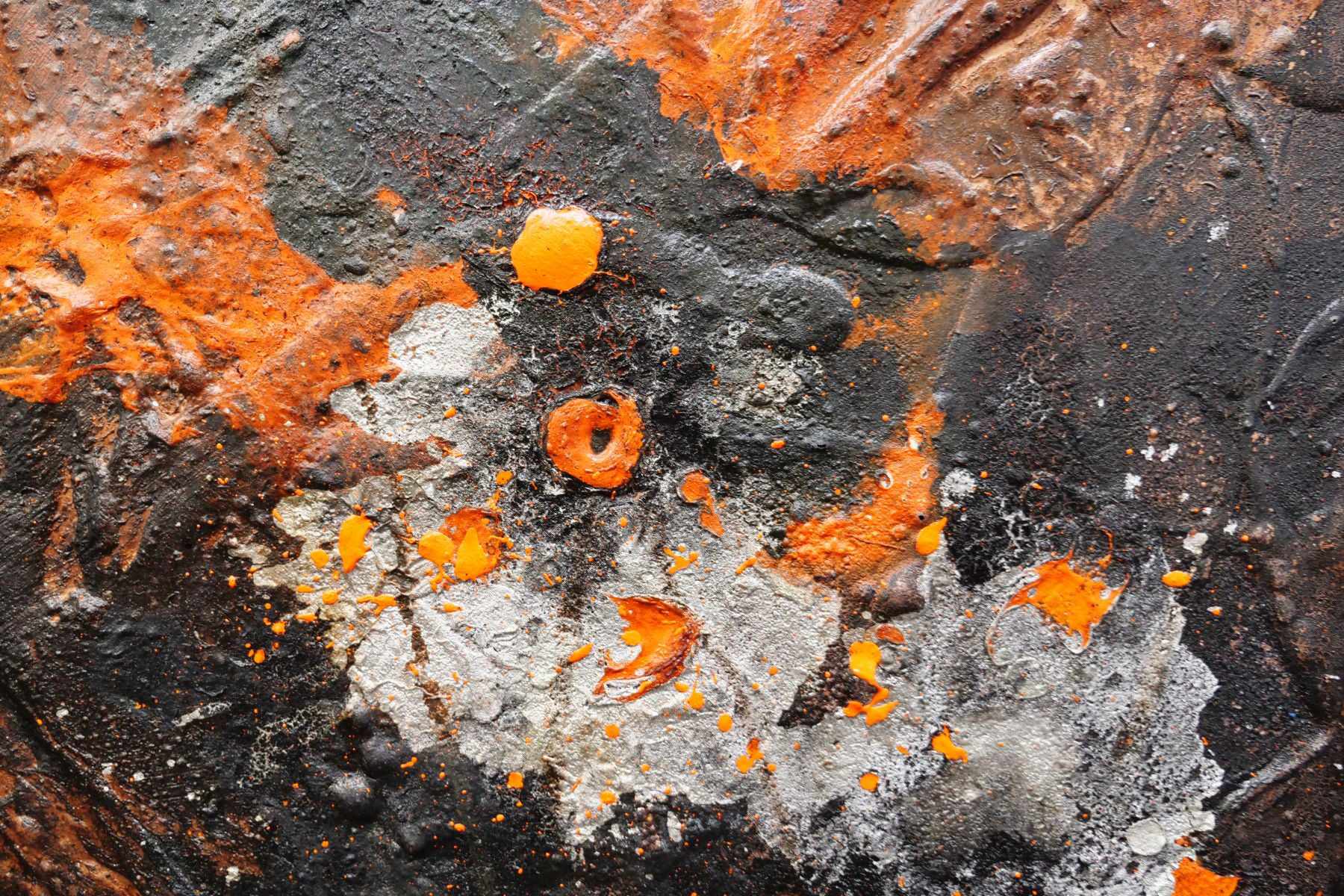Molten 120cm x 120cm Orange Brown Silver Textured Abstract Painting (SOLD)