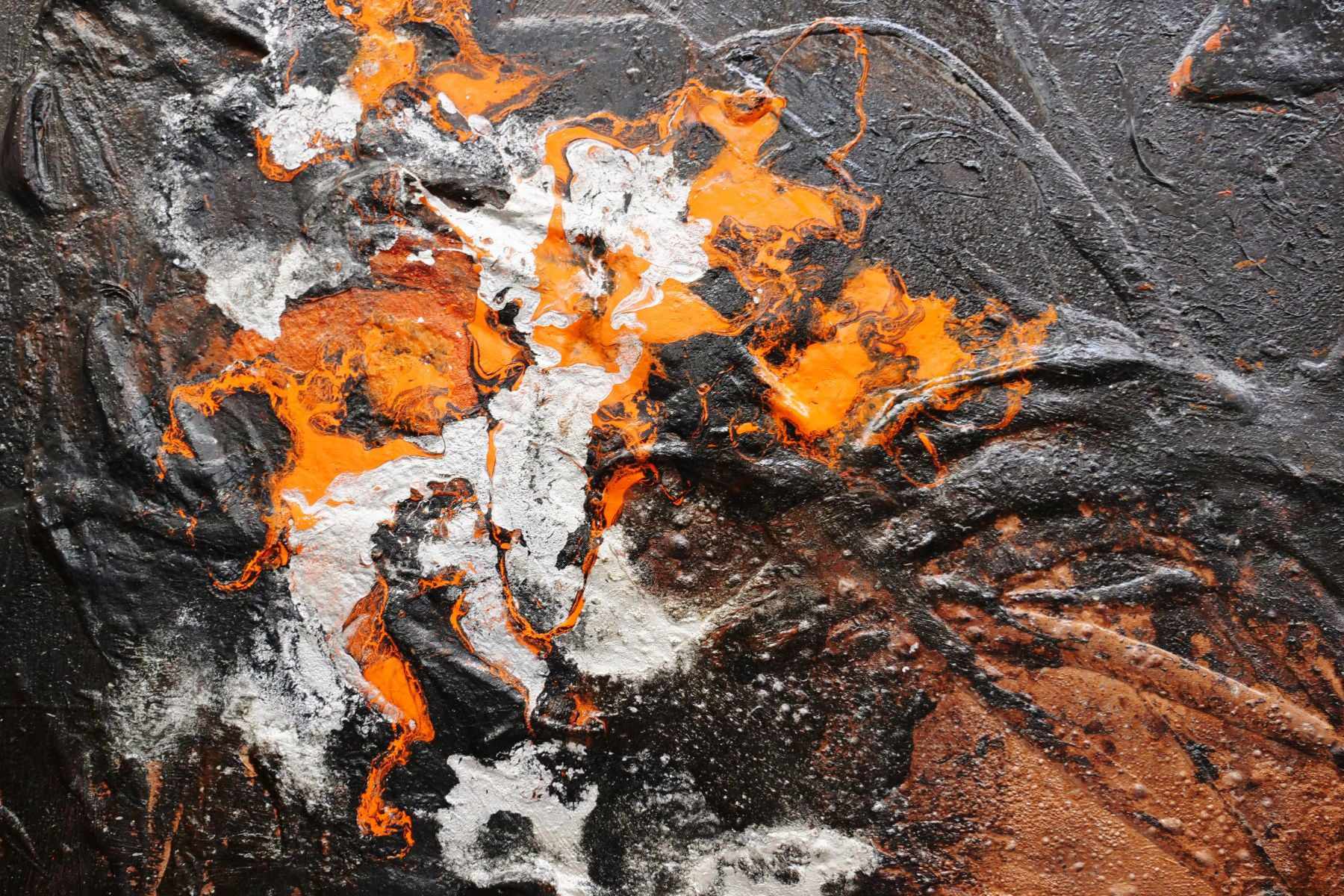 Molten 120cm x 120cm Orange Brown Silver Textured Abstract Painting (SOLD)