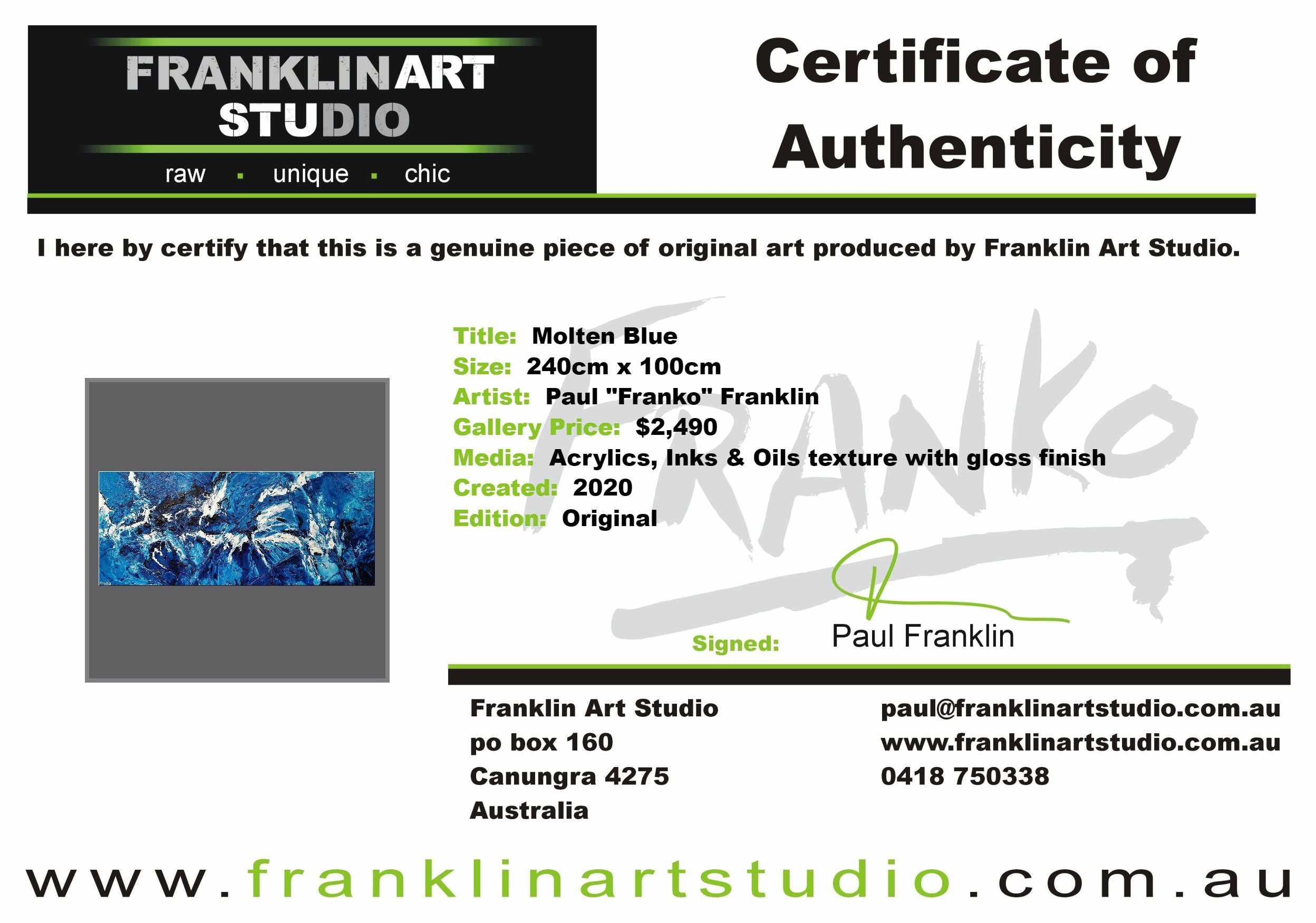 Molten Blue 240cm x 100cm Blue White Textured Abstract Painting (SOLD)-Abstract-[Franko Artist]-[Cheryl]-[Wendy]-[Gabriela]-Franklin Art Studio