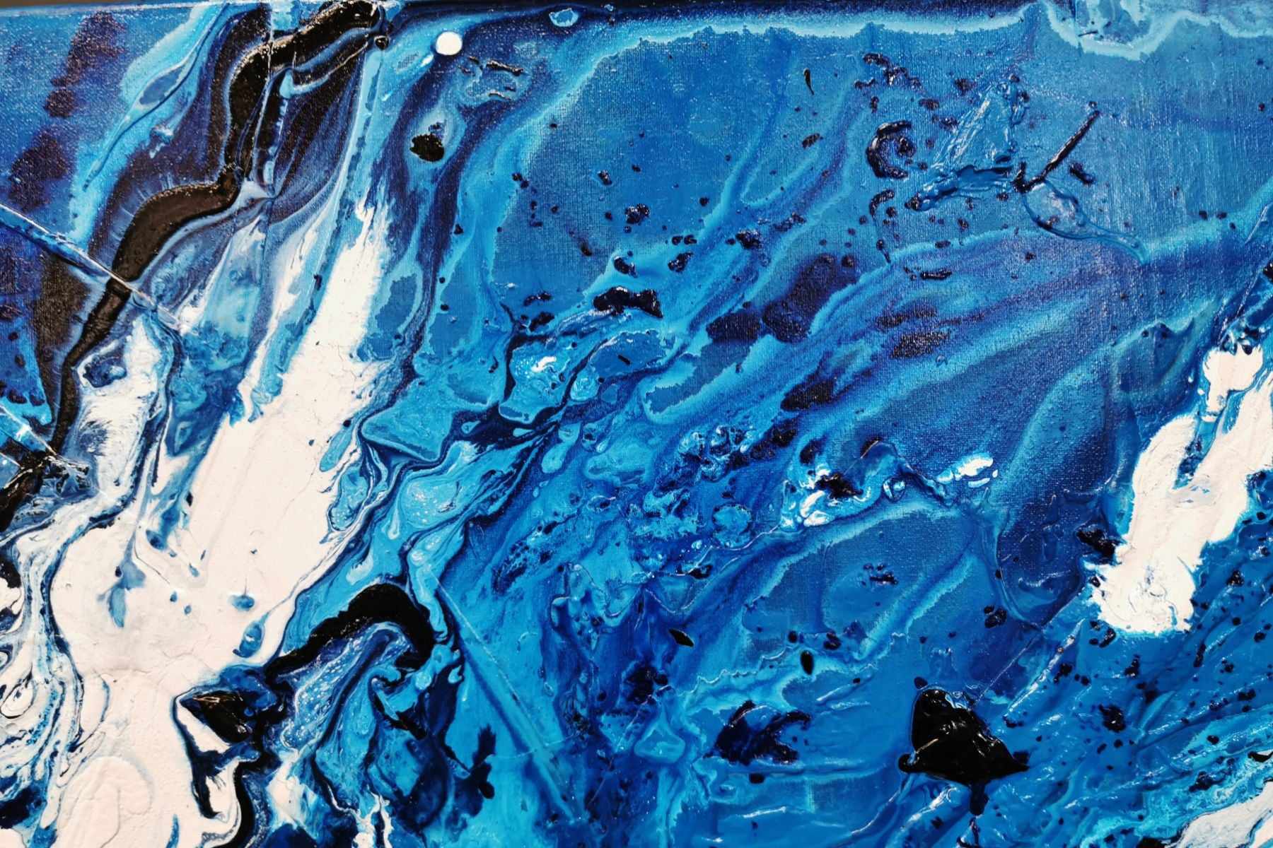Molten Blue 240cm x 100cm Blue White Textured Abstract Painting (SOLD)-Abstract-[Franko]-[Artist]-[Australia]-[Painting]-Franklin Art Studio