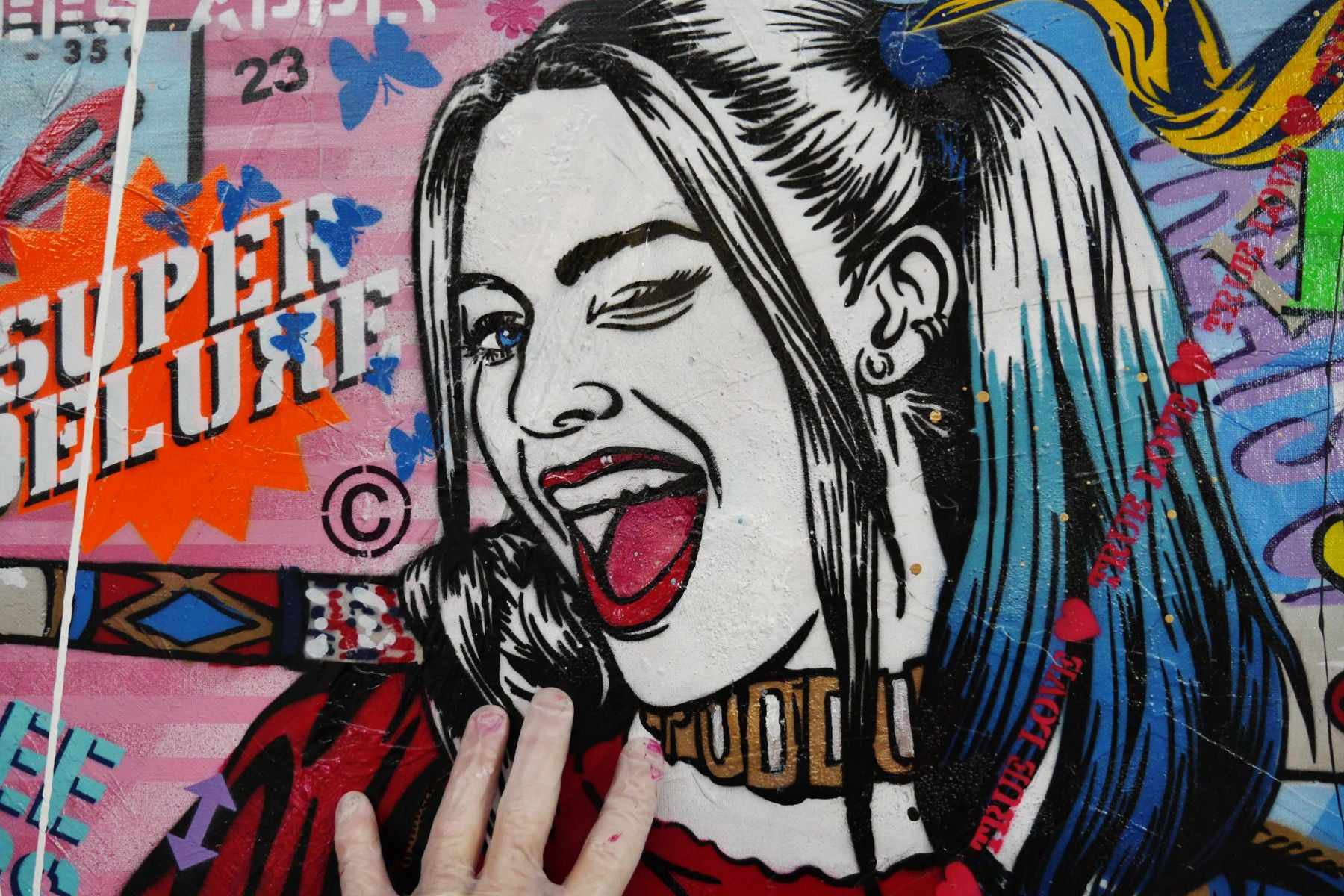 Monster Dash 120cm x 100cm Harley Quinn Textured Urban Pop Art Painting (SOLD)