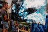 Moody Southern Ocean 140cm x 100cm Black Turquoise White Textured Abstract Painting-Abstract-[Franko]-[Australian]-[Popular]-[Best Selling]-Franklin Art Studio
