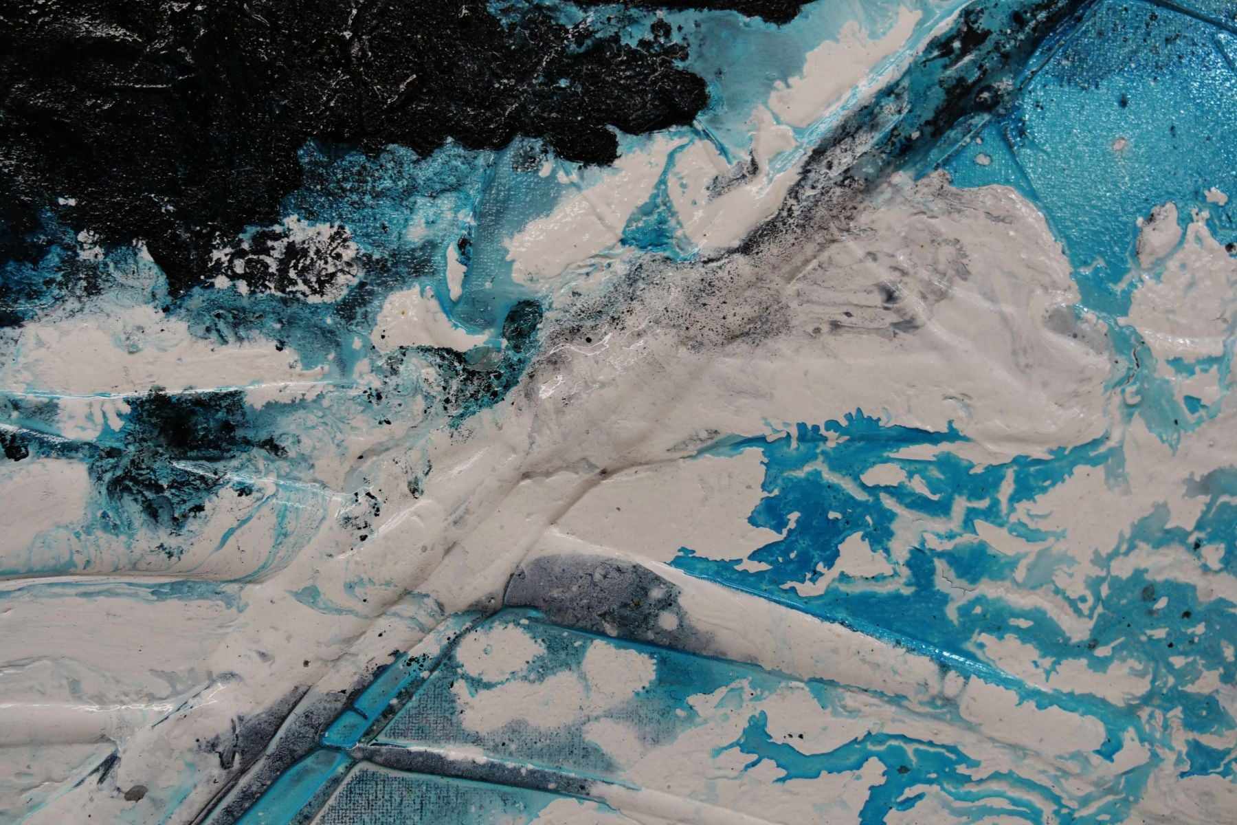 Moody Southern Ocean 140cm x 100cm Black Turquoise White Textured Abstract Painting
