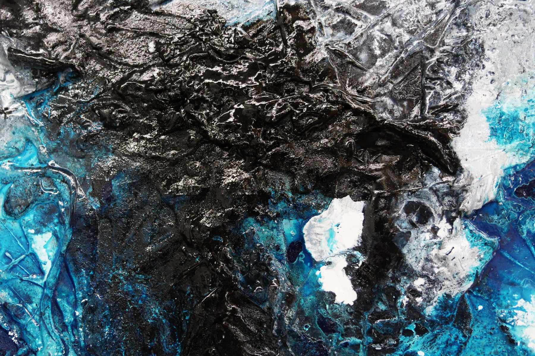 Moody Southern Ocean 140cm x 100cm Black Turquoise White Textured Abstract Painting