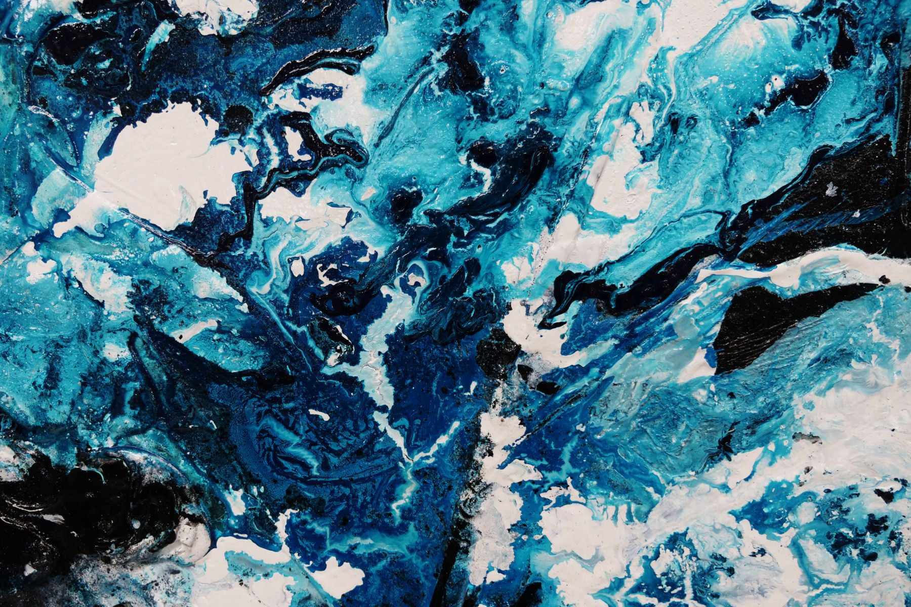 Moody Southern Ocean 140cm x 100cm Black Turquoise White Textured Abstract Painting-Abstract-[Franko]-[Artist]-[Australia]-[Painting]-Franklin Art Studio