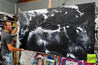 Moooooooo 190cm x 100cm White Black Textured Abstract Painting (SOLD)-Abstract-[Franko Artist]-[Gold Coast]-[Brisbane]-[Huge]-Franklin Art Studio