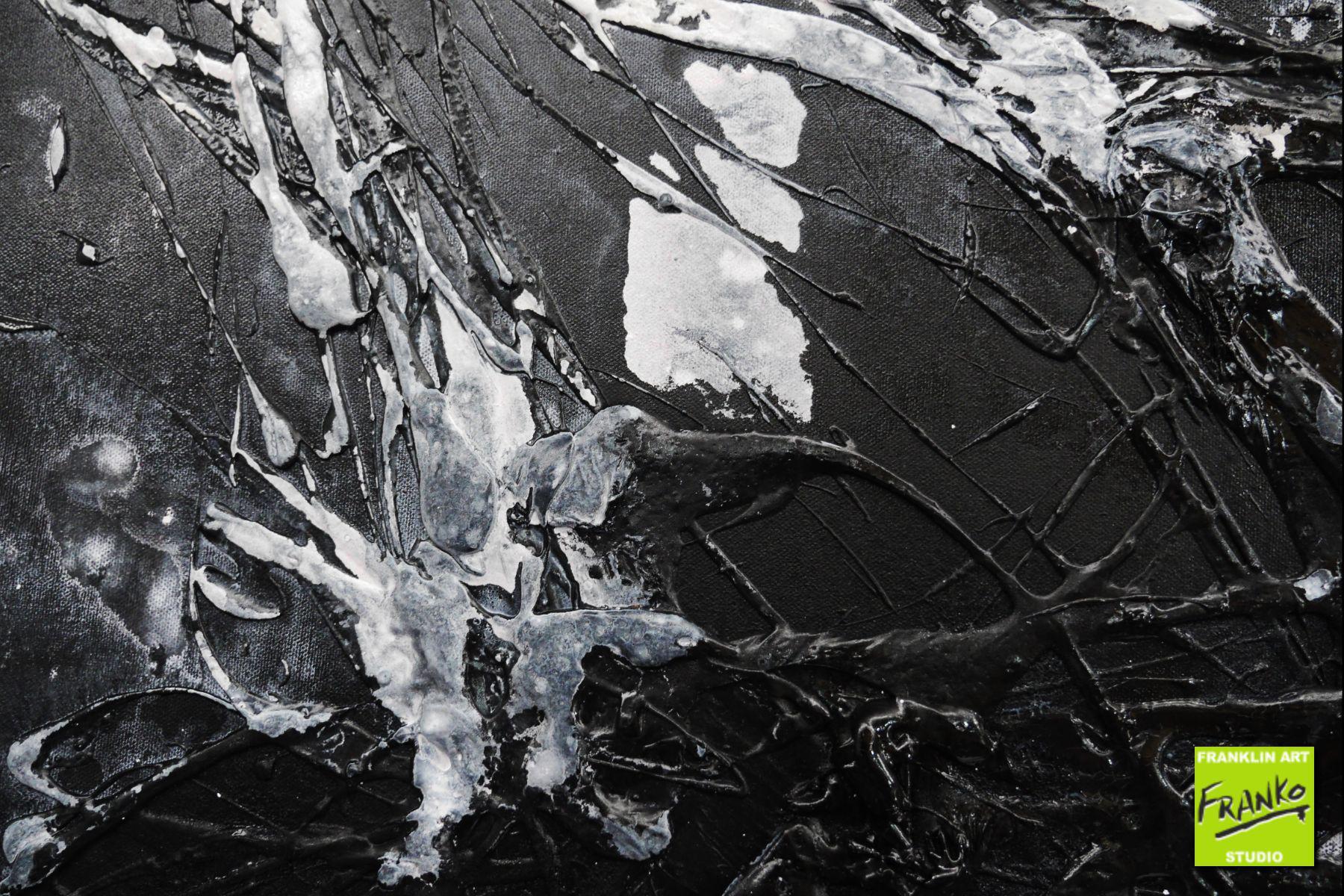 Moooooooo 190cm x 100cm White Black Textured Abstract Painting (SOLD)