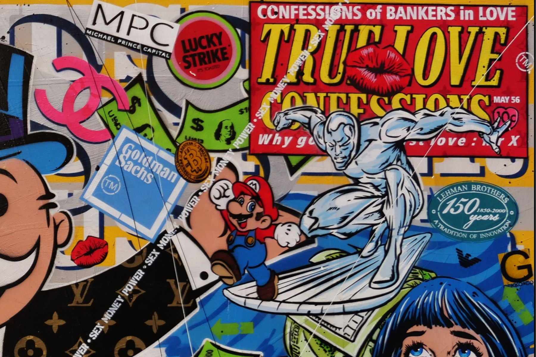 Mr Monopoly Temptation 270cm x 120cm Monopoly Man Textured Urban Pop Art Painting (SOLD)