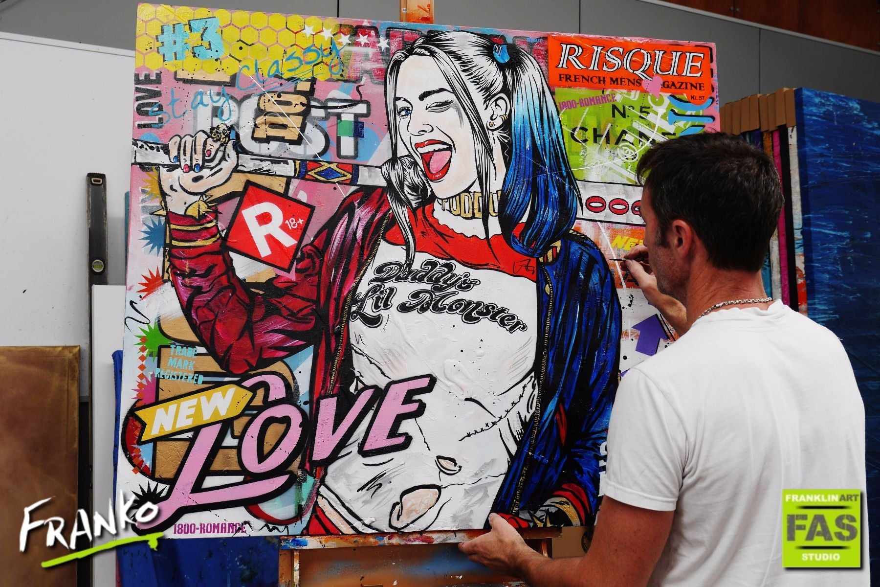 My Puddin 120cm x 100cm Harley Quinn Pop Art Painting (SOLD)-urban pop-[Franko Artist]-[Cheryl]-[Wendy]-[Gabriela]-Franklin Art Studio