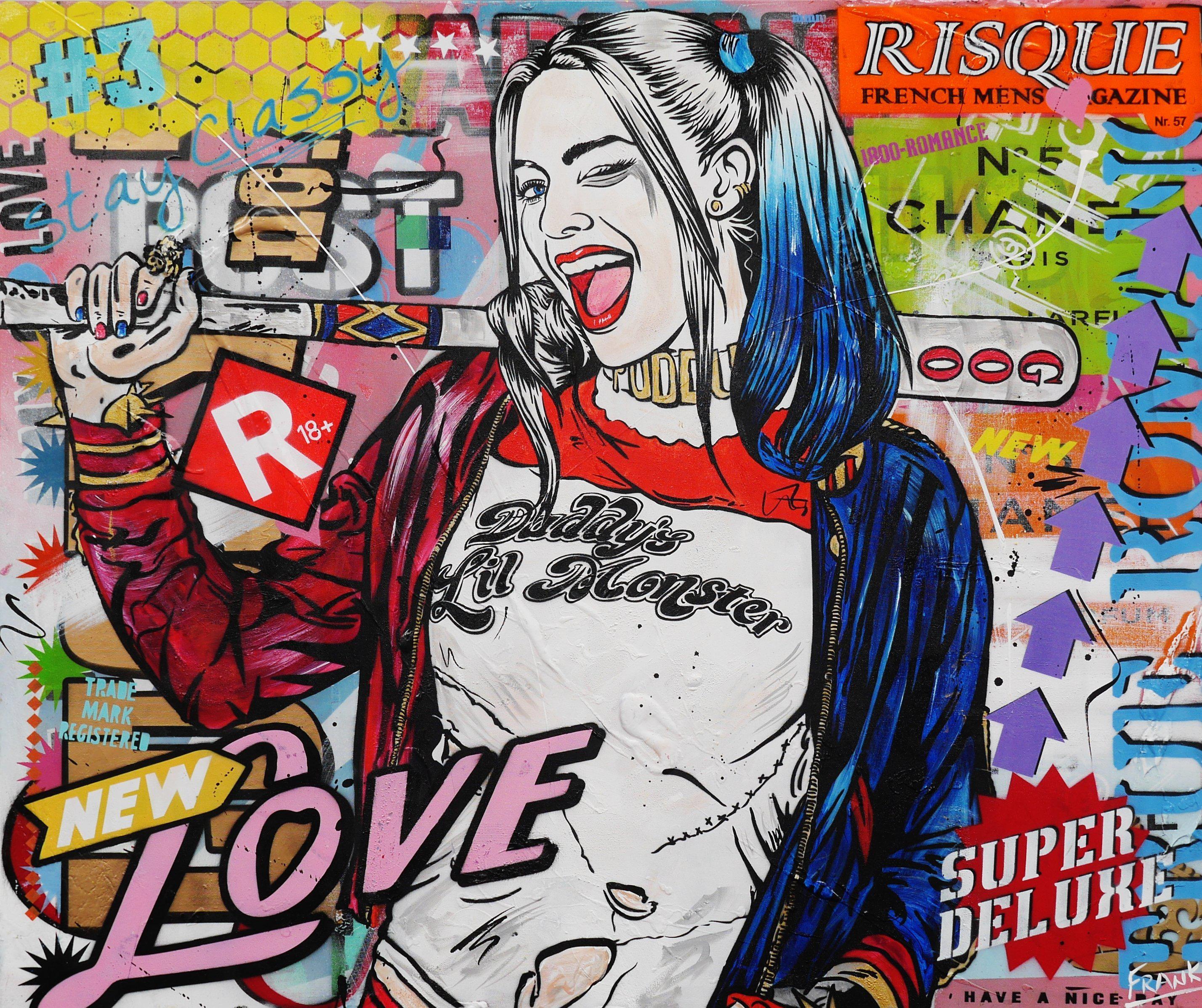My Puddin 120cm x 100cm Harley Quinn Pop Art Painting (SOLD)-urban pop-[Franko ]-[Gallery]-[popular]-[Australia]-Franklin Art Studio
