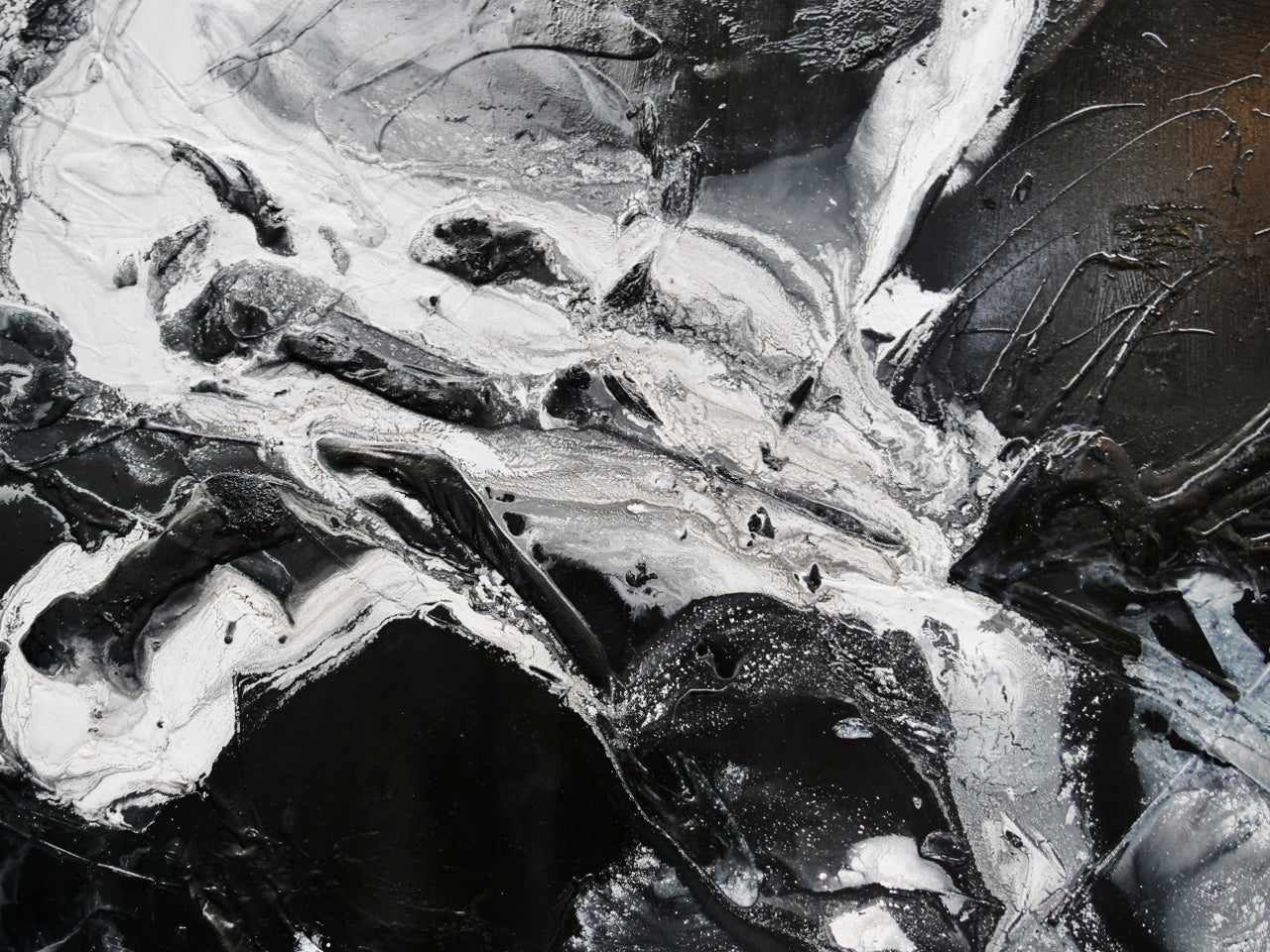 Mystique 200cm x 120cm Black White Textured Abstract Painting (SOLD)
