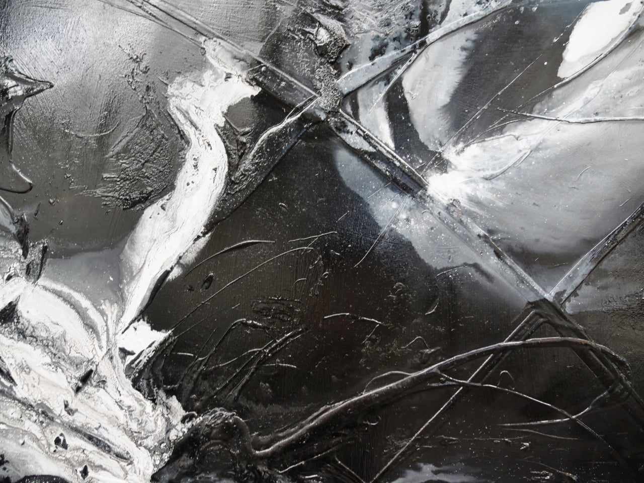 Mystique 200cm x 120cm Black White Textured Abstract Painting (SOLD)