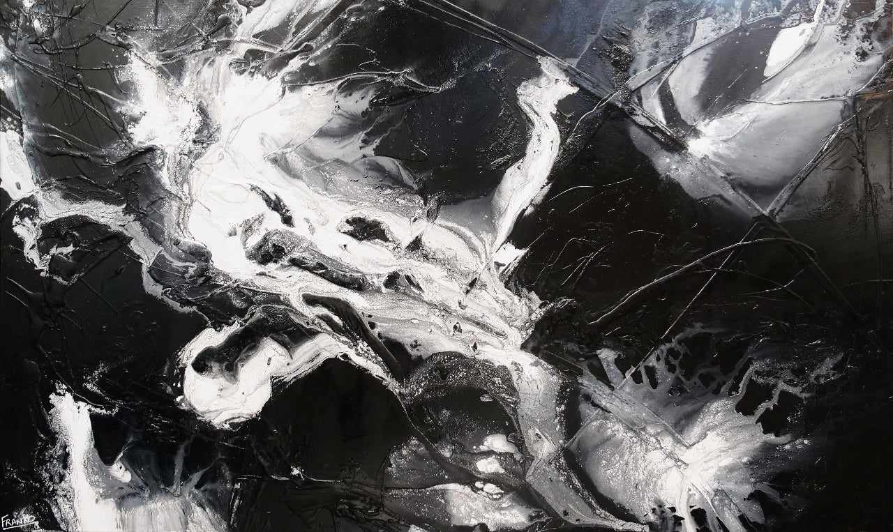 Mystique 200cm x 120cm Black White Textured Abstract Painting (SOLD)-Abstract-[Franko ]-[Gallery]-[popular]-[Australia]-Franklin Art Studio