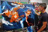 Naked Oranges 140cm x 100cm Orange Blue Textured Abstract Painting (SOLD)-Abstract-Franko-[franko_artist]-[Art]-[interior_design]-Franklin Art Studio