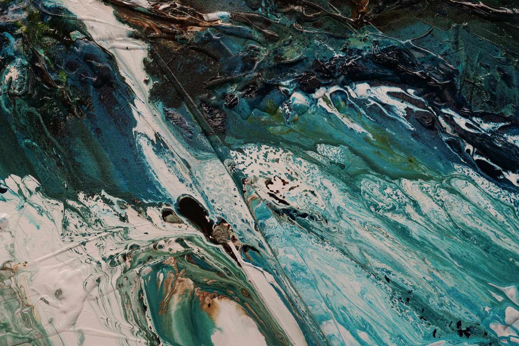 Natural Teals 200cm x 80cm Teal Textured Abstract Painting (SOLD)-Abstract-[Franko]-[Artist]-[Australia]-[Painting]-Franklin Art Studio
