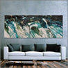 Natural Teals 200cm x 80cm Teal Textured Abstract Painting (SOLD)-Abstract-Franko-[huge]-[Australian]-[best Selling]-Franklin Art Studio