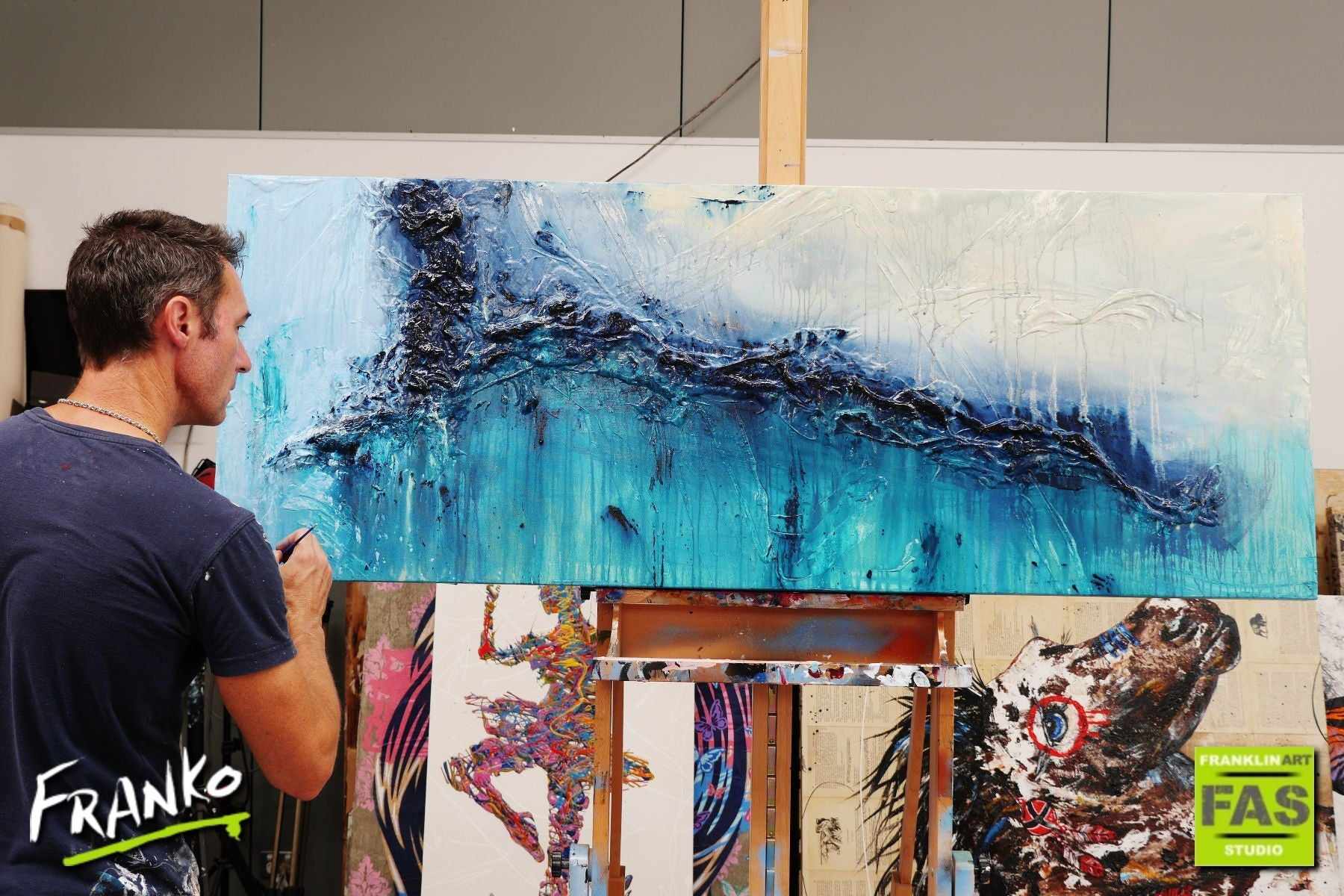 Natures Best 160cm x 60cm Blue Abstract Painting (SOLD)-Abstract-[Franko Artist]-[Gold Coast]-[Brisbane]-[Huge]-Franklin Art Studio