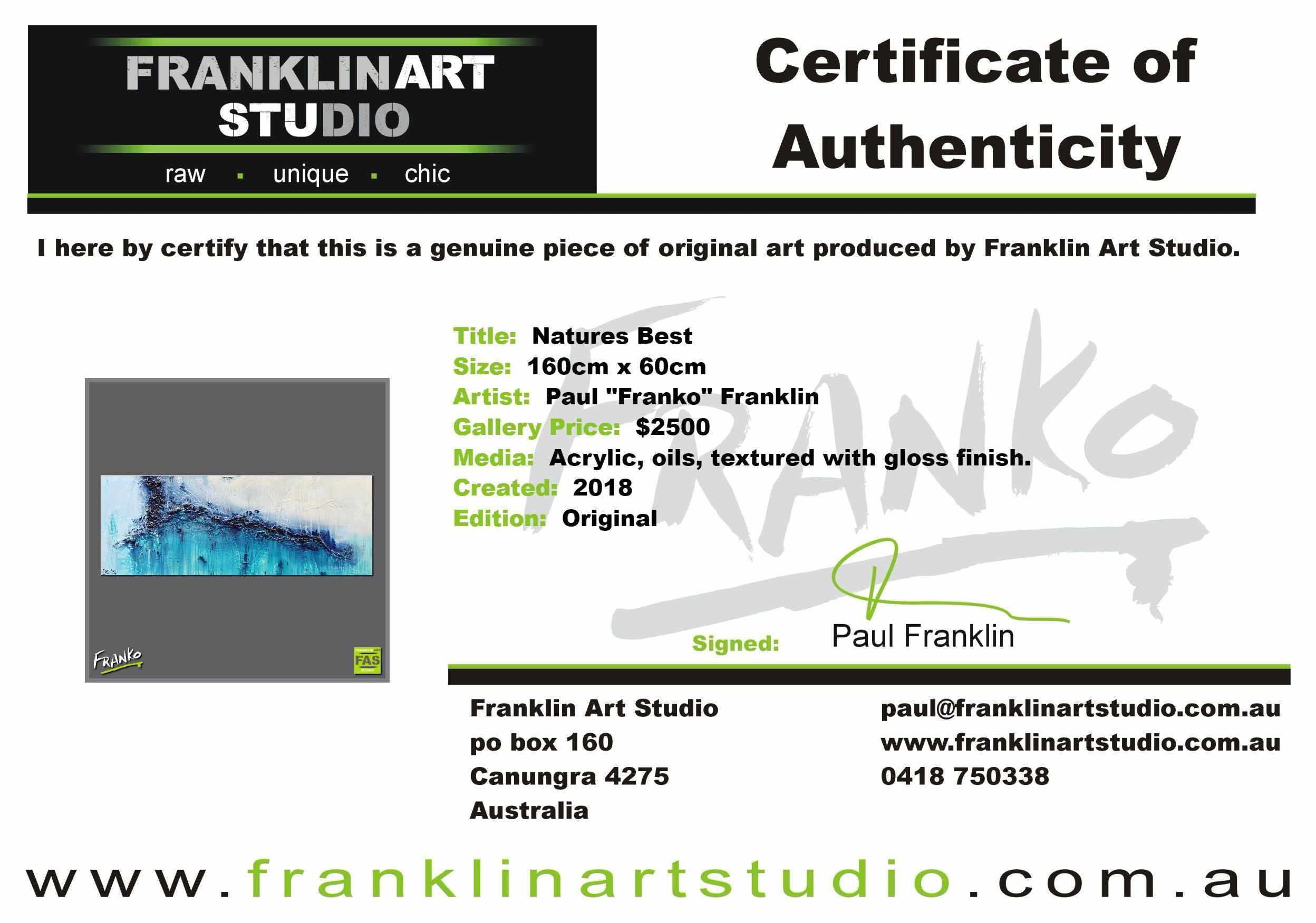 Natures Best 160cm x 60cm Blue Abstract Painting (SOLD)-Abstract-Franko-[franko_art]-[beautiful_Art]-[The_Block]-Franklin Art Studio