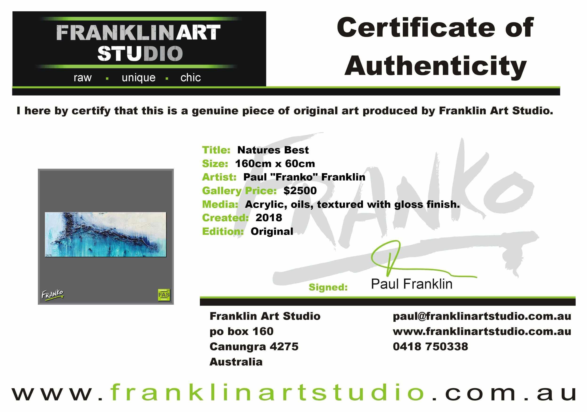 Natures Best 160cm x 60cm Blue Abstract Painting (SOLD)-Abstract-[Franko Artist]-[Cheryl]-[Wendy]-[Gabriela]-Franklin Art Studio