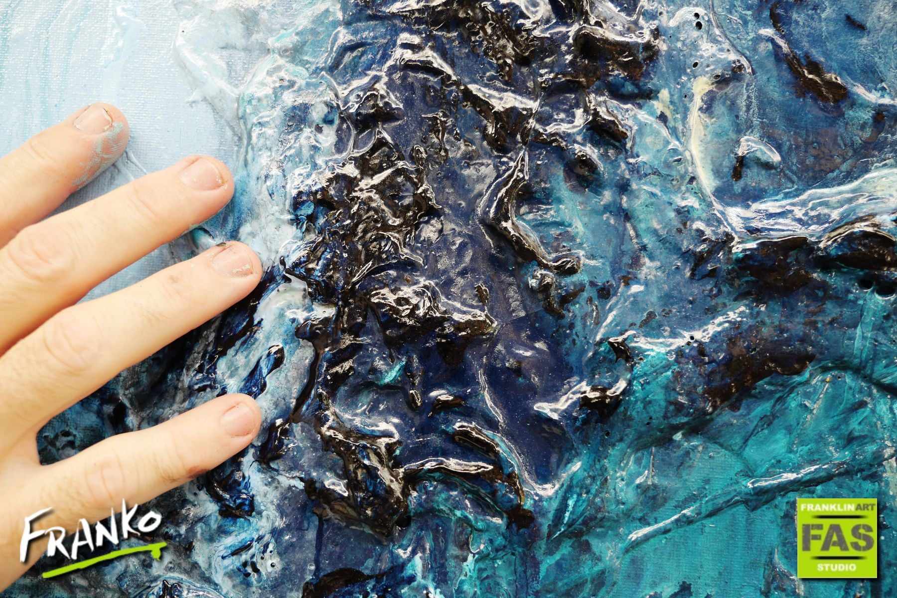 Natures Best 160cm x 60cm Blue Abstract Painting (SOLD)