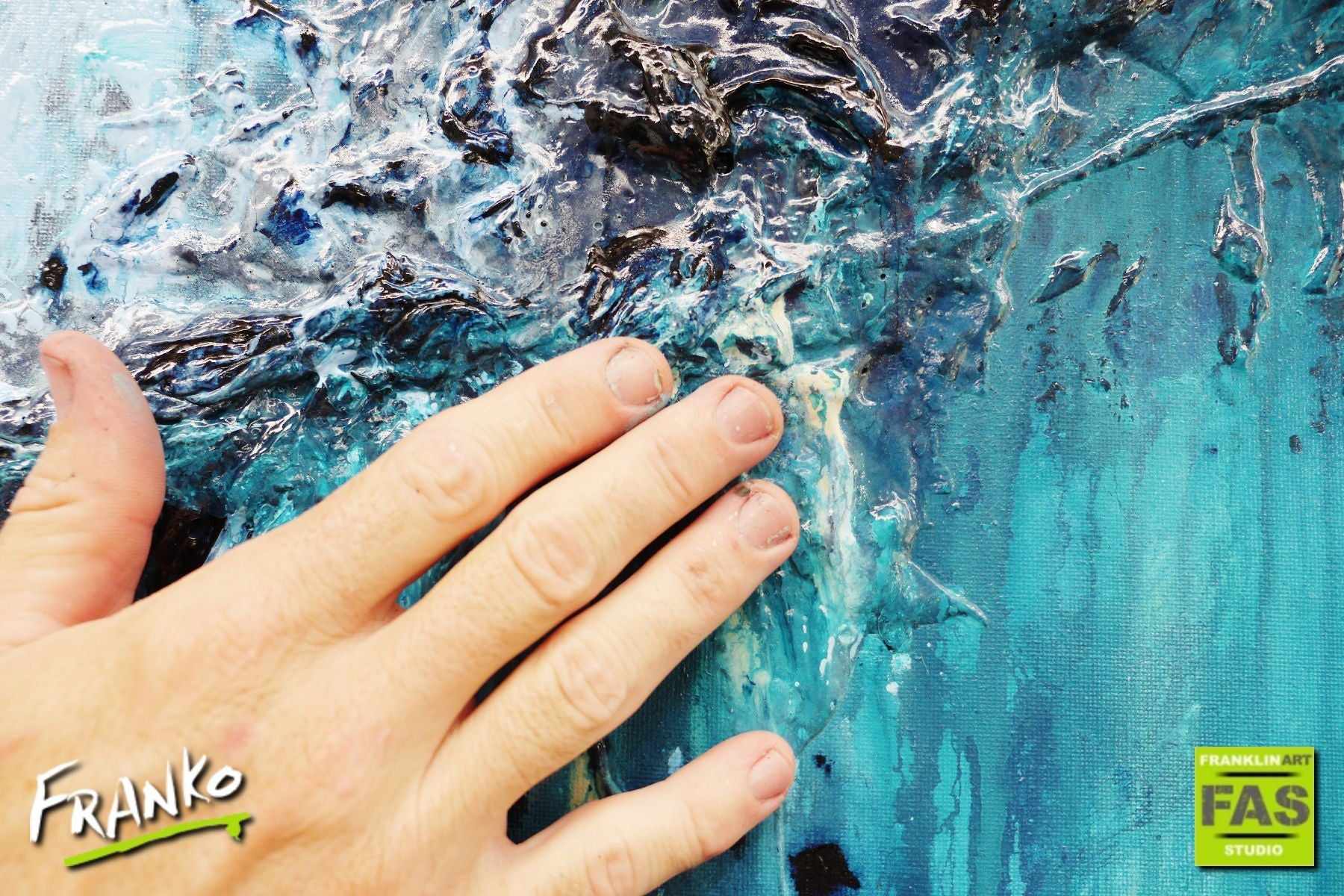Natures Best 160cm x 60cm Blue Abstract Painting (SOLD)