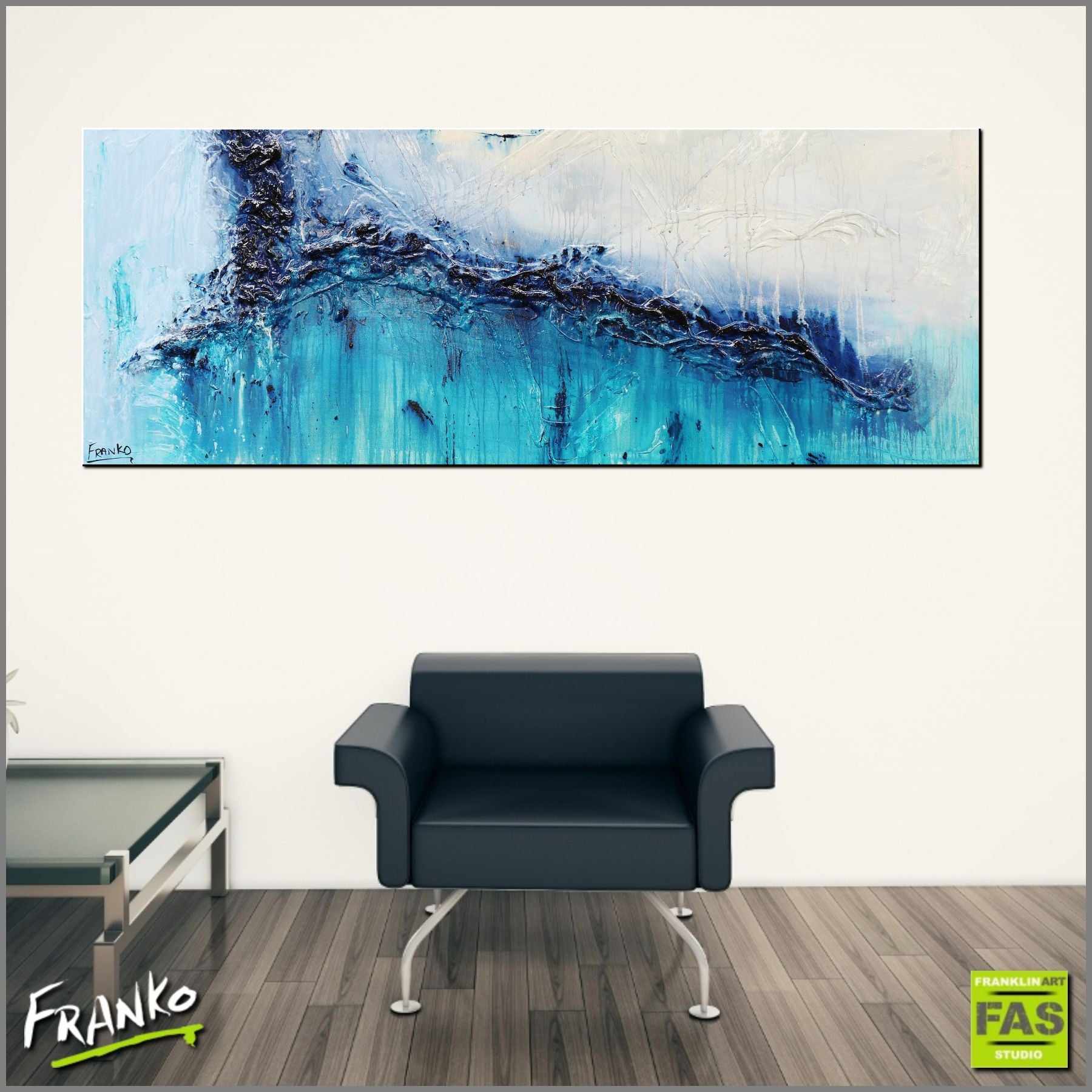 Natures Best 160cm x 60cm Blue Abstract Painting (SOLD)-Abstract-Franko-[Franko]-[huge_art]-[Australia]-Franklin Art Studio