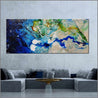 Natures Class 240cm x 100cm Blue White Green Textured Abstract Painting (SOLD)-Abstract-Franko-[franko_artist]-[Art]-[interior_design]-Franklin Art Studio
