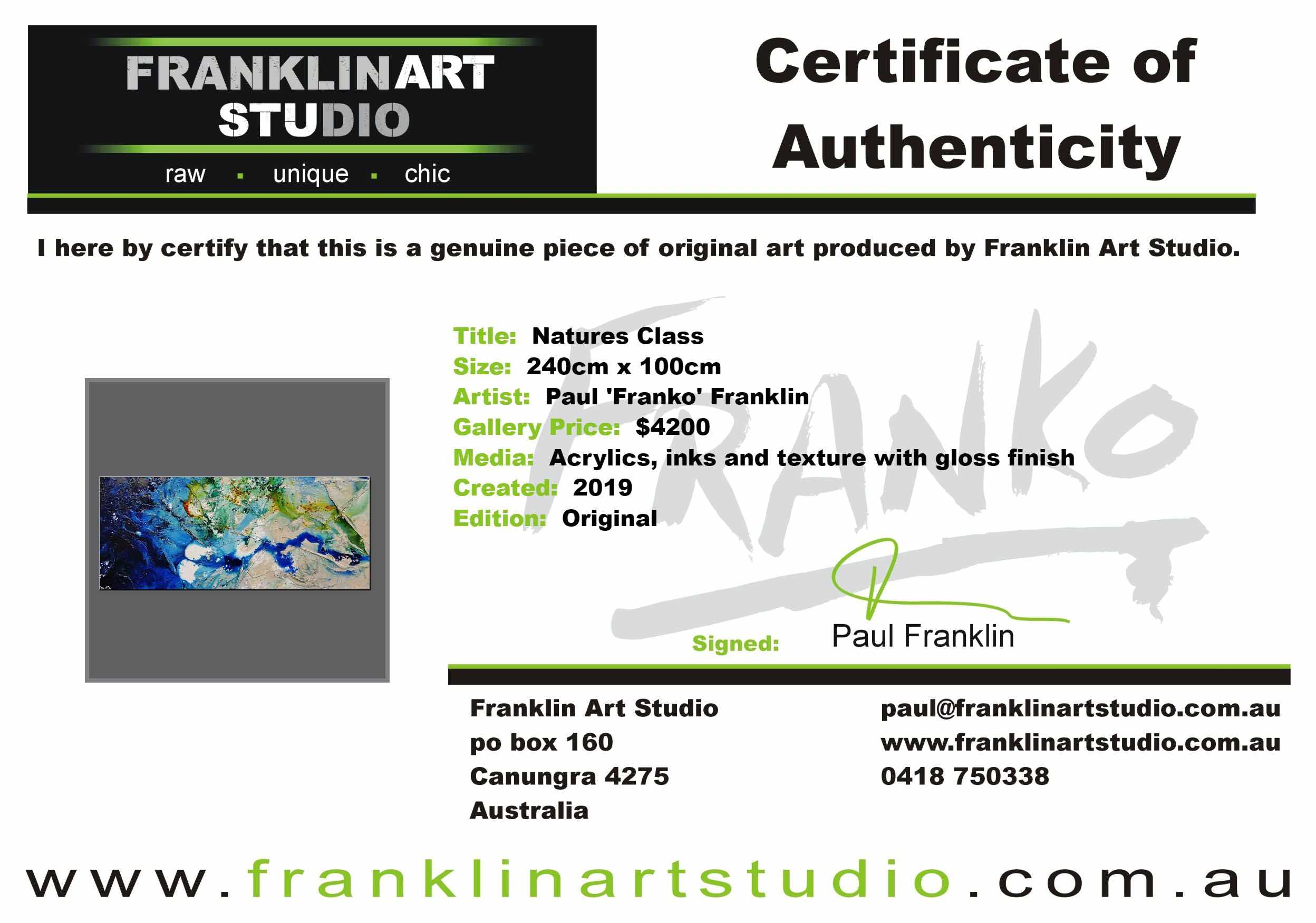 Natures Class 240cm x 100cm Blue White Green Textured Abstract Painting (SOLD)-Abstract-Franko-[franko_art]-[beautiful_Art]-[The_Block]-Franklin Art Studio