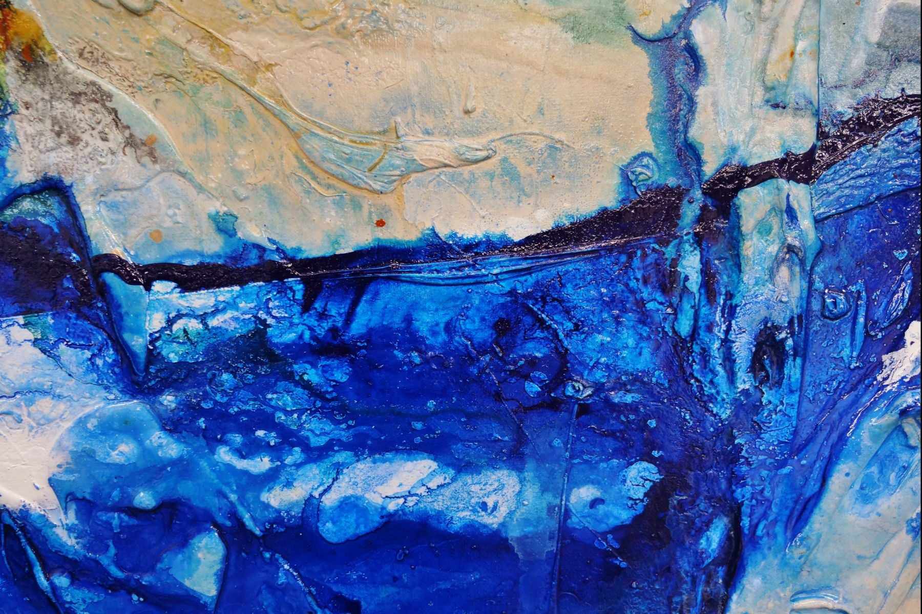 Natures Essence 240cm x 100cm Blue Cream Green Textured Abstract Painting (SOLD)