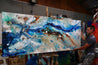 Natures Grace 240cm x 100cm Blue Cream Oxide Textured Abstract Painting (SOLD)-Abstract-[Franko Artist]-[Gold Coast]-[Brisbane]-[Huge]-Franklin Art Studio