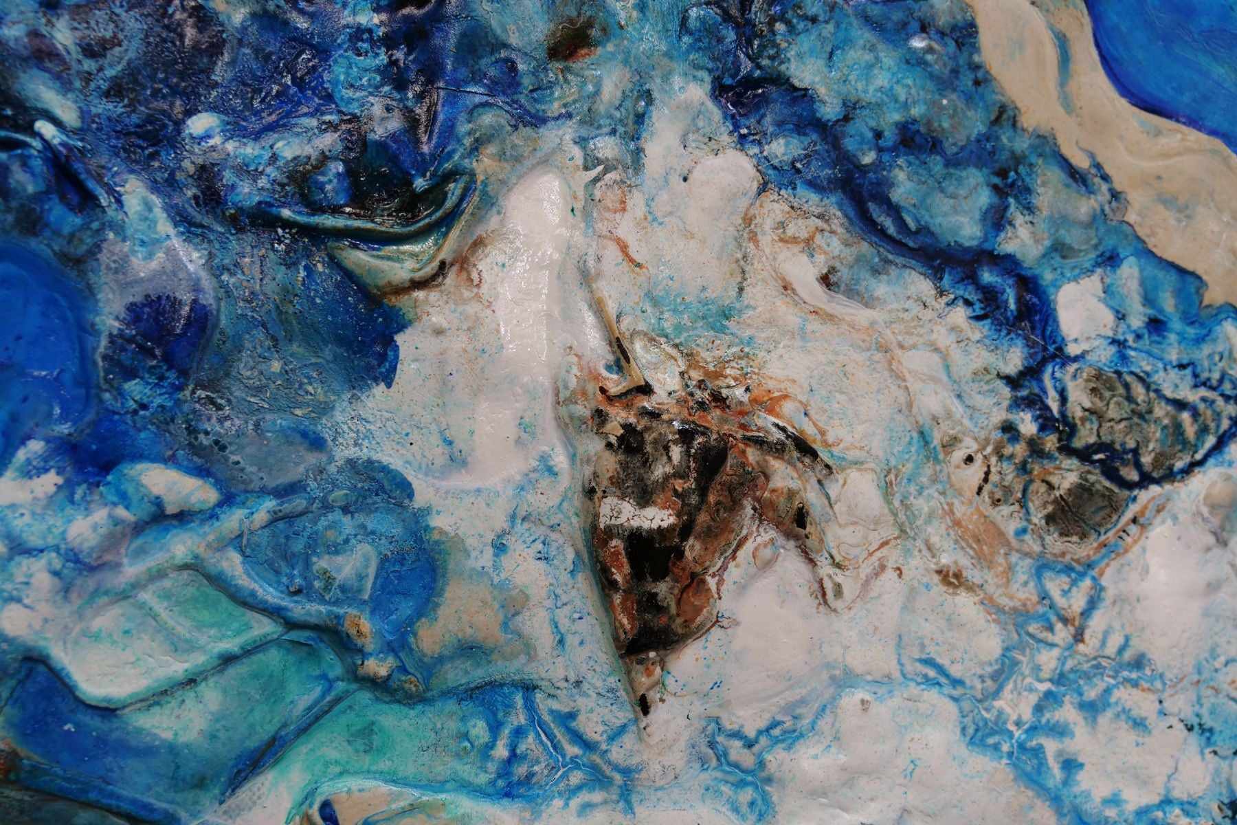 Natures Grace 240cm x 100cm Blue Cream Oxide Textured Abstract Painting (SOLD)