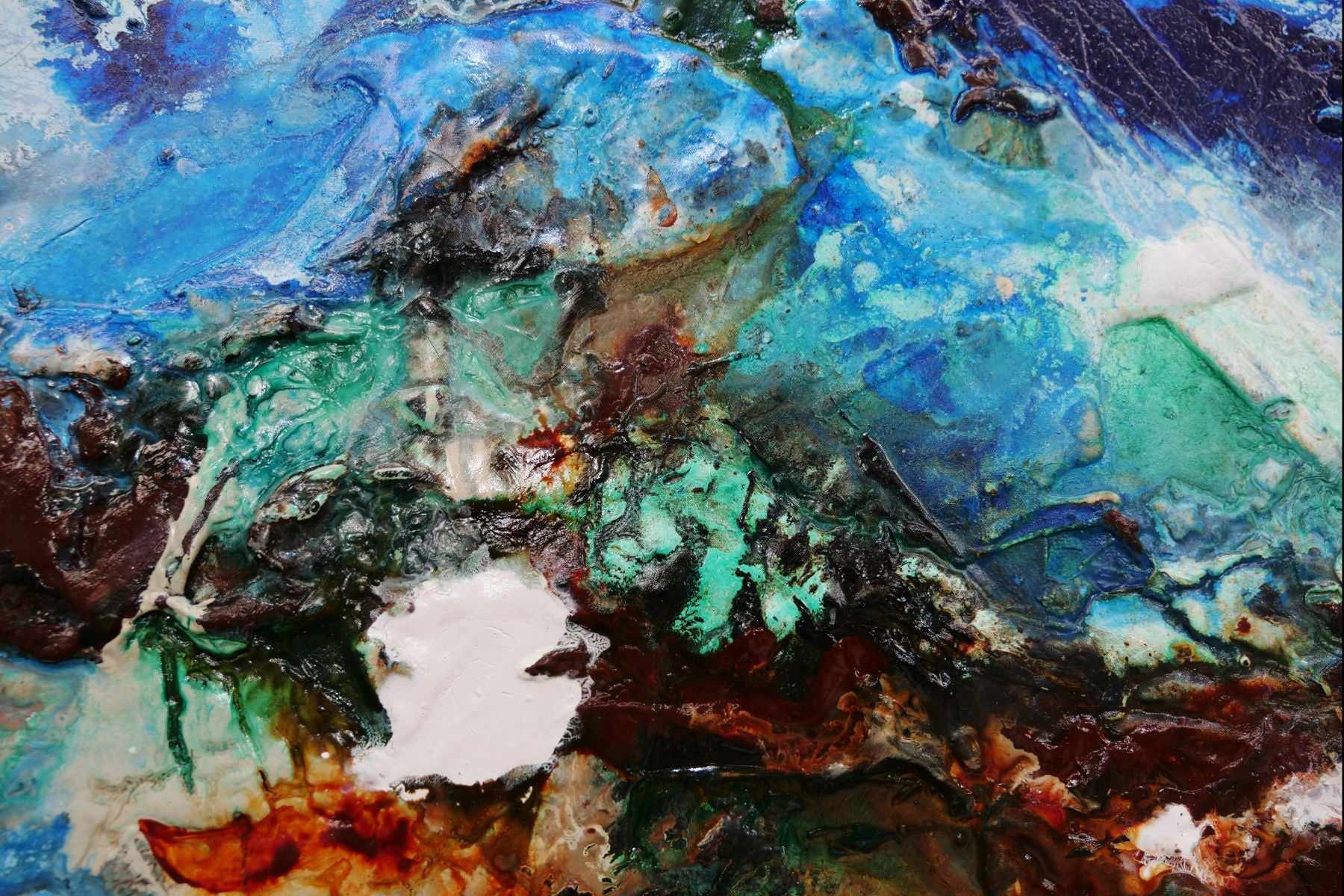 Natures Grace 240cm x 100cm Blue Cream Oxide Textured Abstract Painting (SOLD)