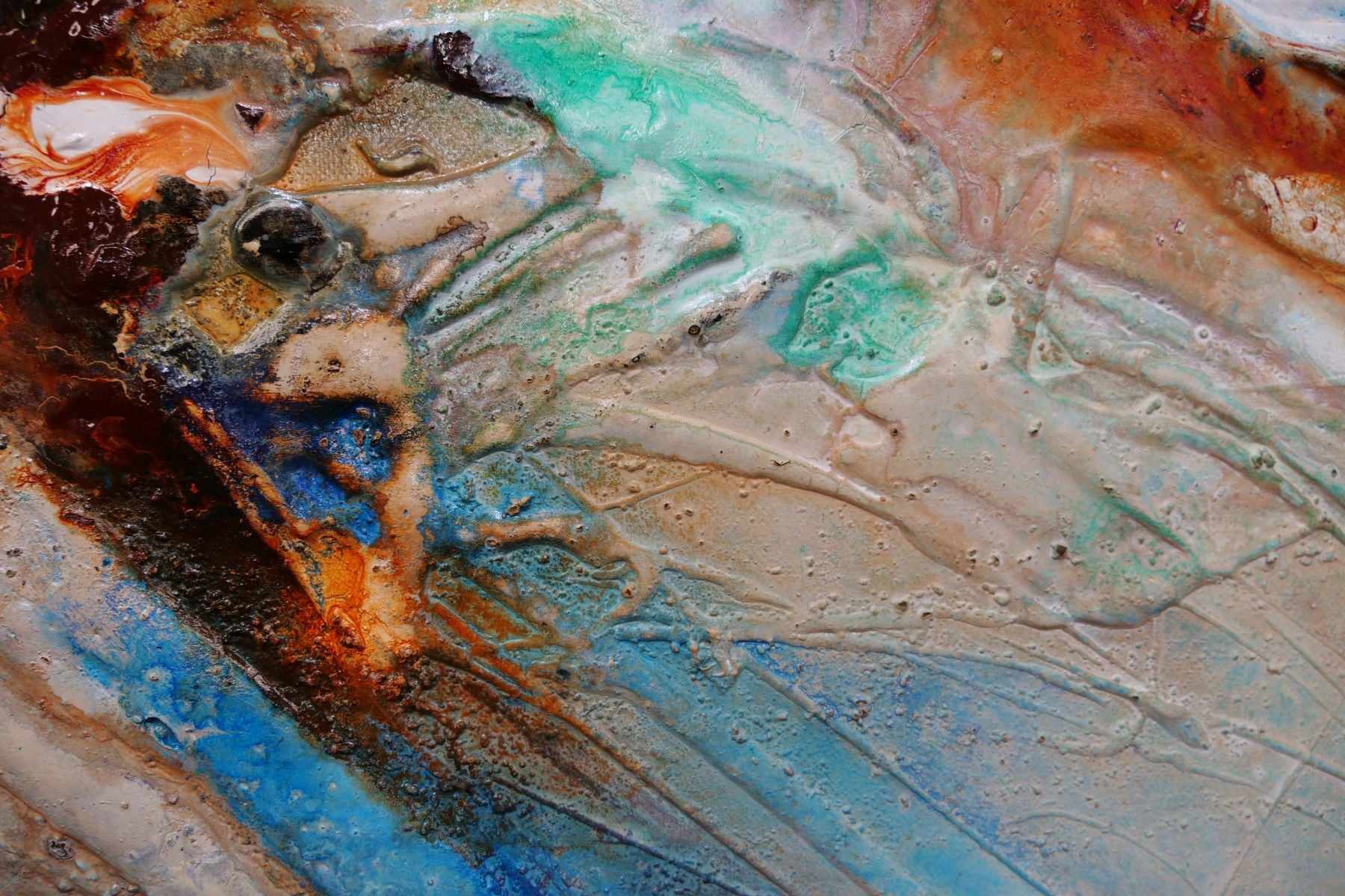 Natures Grace 240cm x 100cm Blue Cream Oxide Textured Abstract Painting (SOLD)-Abstract-[Franko]-[Artist]-[Australia]-[Painting]-Franklin Art Studio