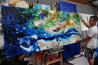 Natures Sugar 240cm x 100cm Green Cream Blue Textured Abstract Painting (SOLD)-Abstract-Franko-[franko_artist]-[Art]-[interior_design]-Franklin Art Studio