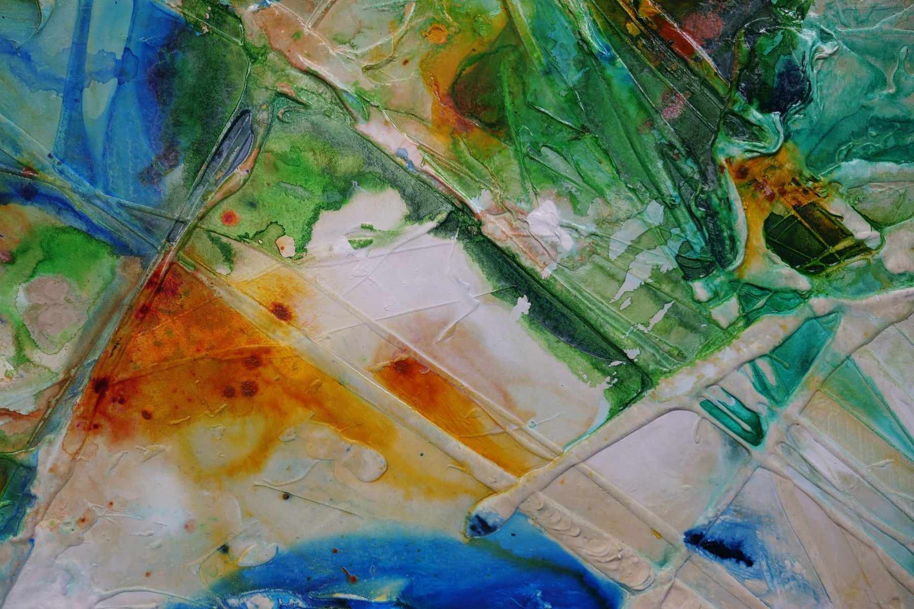 Natures Sugar 240cm x 100cm Green Cream Blue Textured Abstract Painting (SOLD)-Abstract-[Franko]-[Artist]-[Australia]-[Painting]-Franklin Art Studio