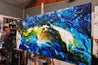 Natures Wealth 240cm x 100cm Blue Green Textured Abstract Painting (SOLD)-Abstract-Franko-[franko_artist]-[Art]-[interior_design]-Franklin Art Studio