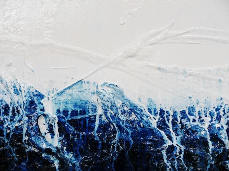 Navy Depths 160cm x 60cm Blue Abstract Painting (SOLD)