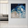 Navy Silk 120cm x 120cm White Cream Blue Textured Abstract Painting (SOLD)-Abstract-Franko-[Franko]-[huge_art]-[Australia]-Franklin Art Studio