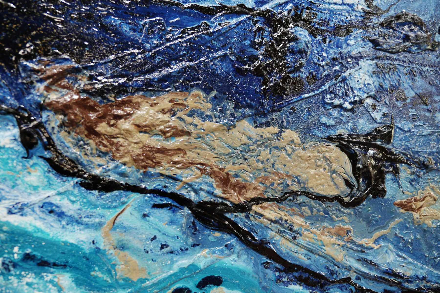Navy Simpatico 240cm x 100cm Blue Textured Abstract Painting (SOLD)