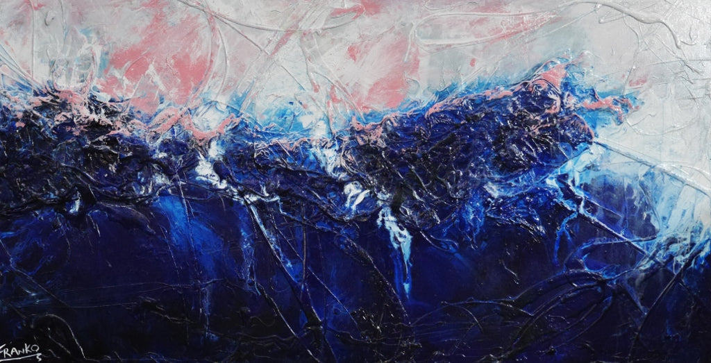 Navy Simpatico 240cm x 100cm Blue Textured Abstract Painting (SOLD)-Abstract-Franko-[Franko]-[Australia_Art]-[Art_Lovers_Australia]-Franklin Art Studio