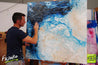 Navy Washed 120cm x 120cm White Blue Abstract Painting (SOLD)-abstract-[Franko Artist]-[Gold Coast]-[Brisbane]-[Huge]-Franklin Art Studio