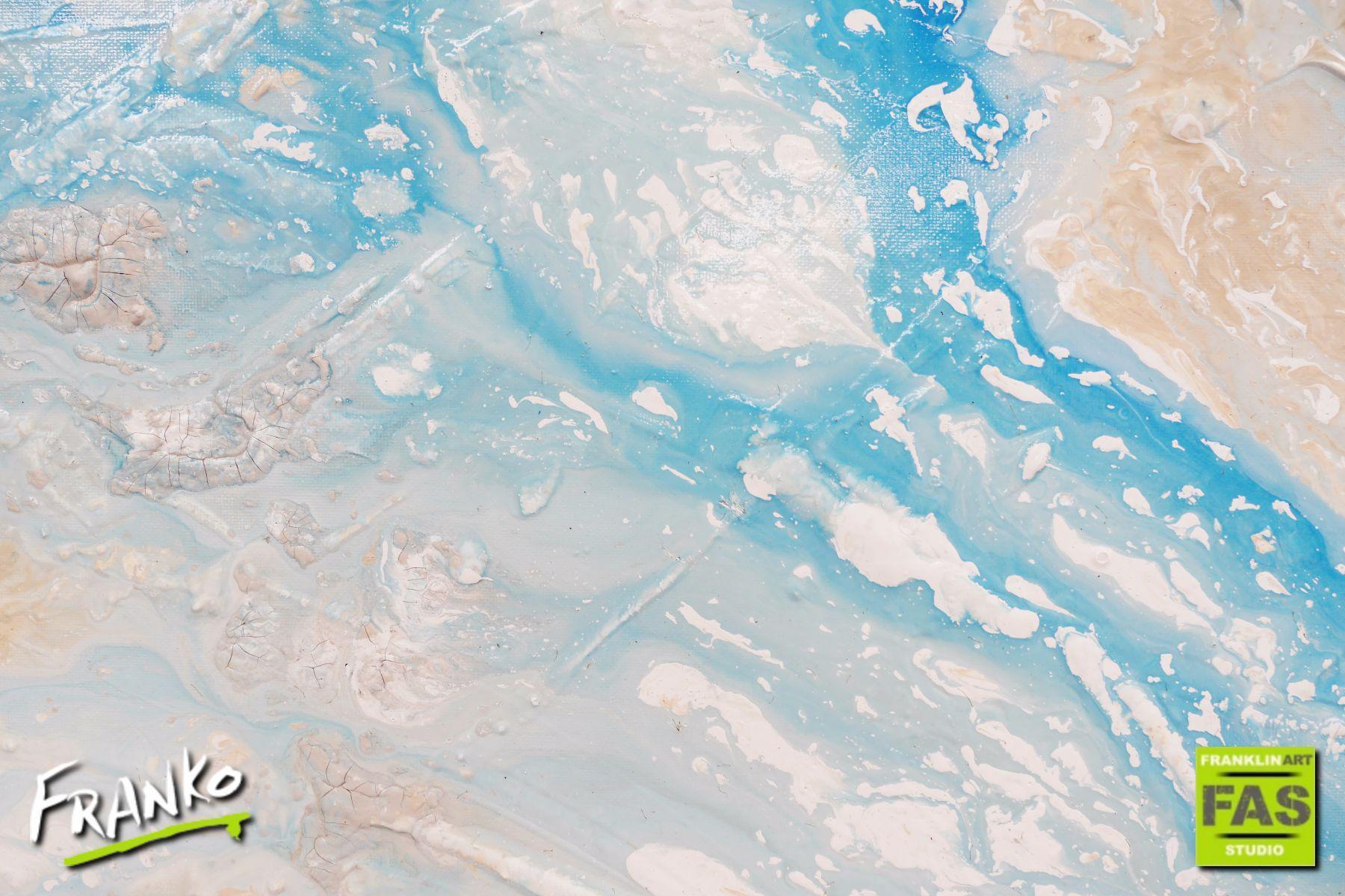 Navy Washed 120cm x 120cm White Blue Abstract Painting (SOLD)